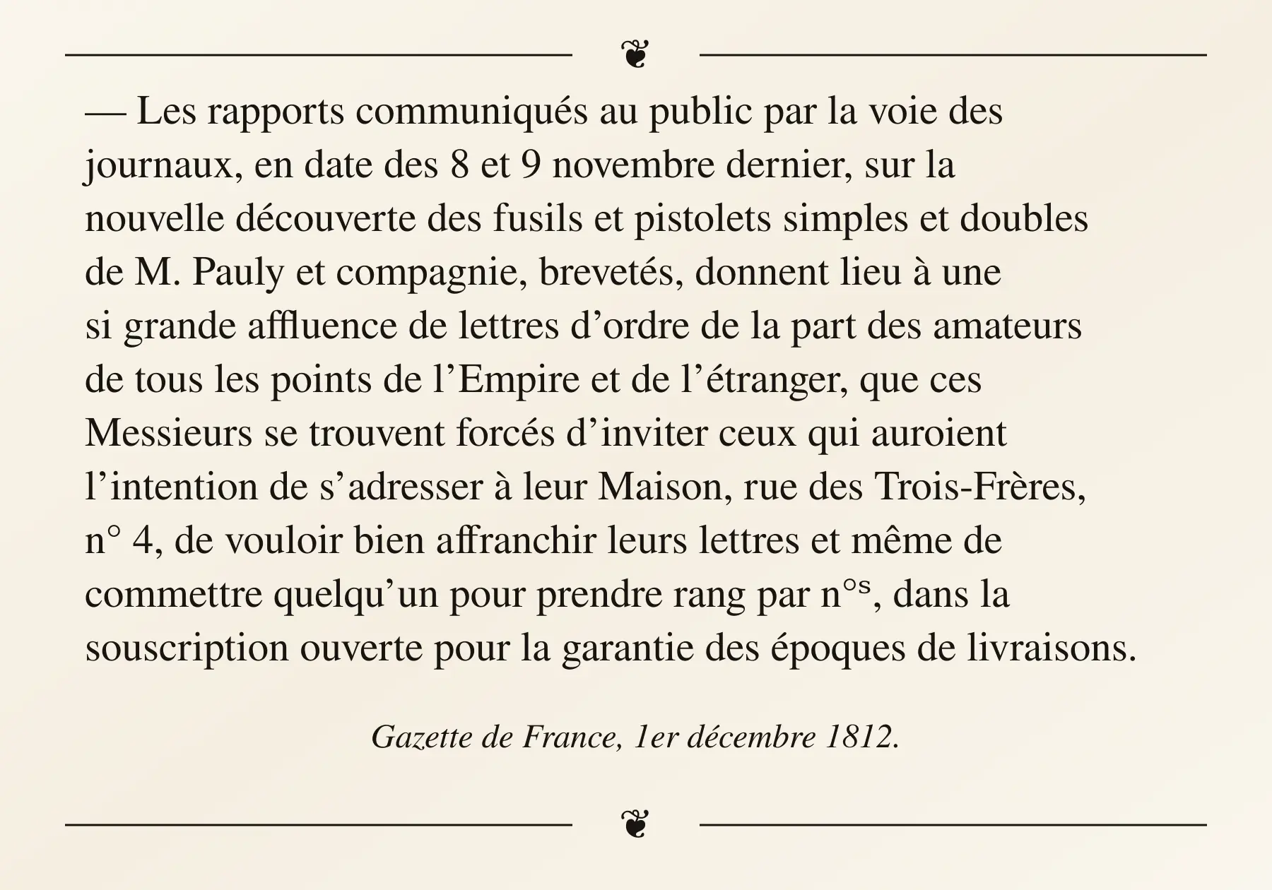 Gazette de France, 1 déc. 1812
