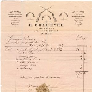 E. Chareyre Invoice – Lefaucheux System Shotgun and Pistol with Léopold Bernard Barrels