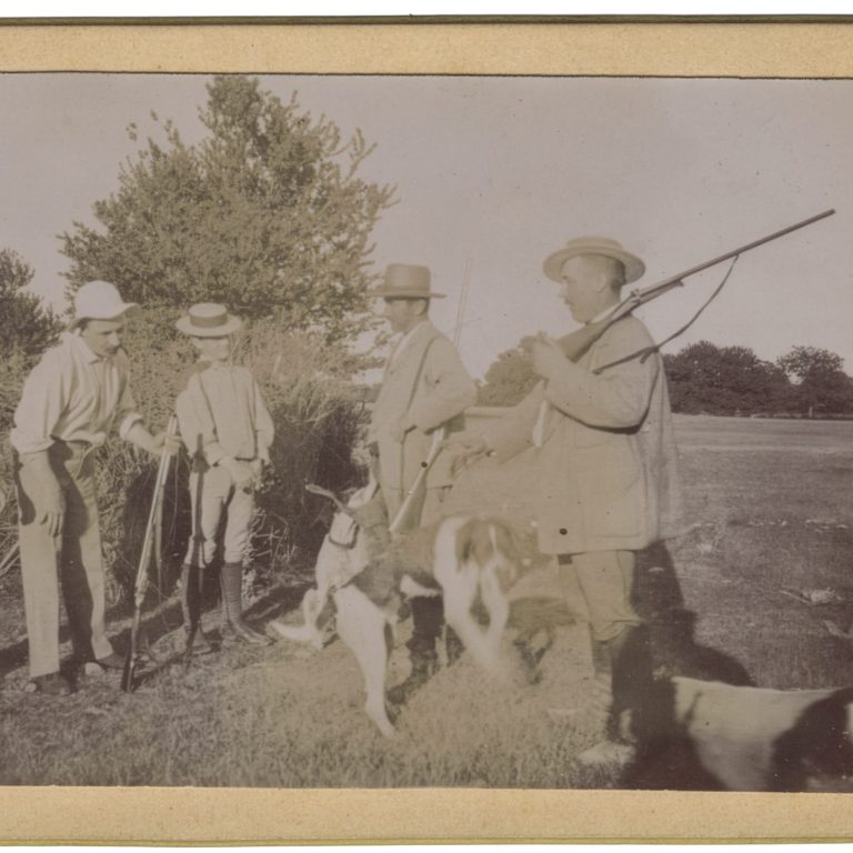 Gathering Before the Field: Three Sportsmen with Lefaucheux Pinfire Shotguns