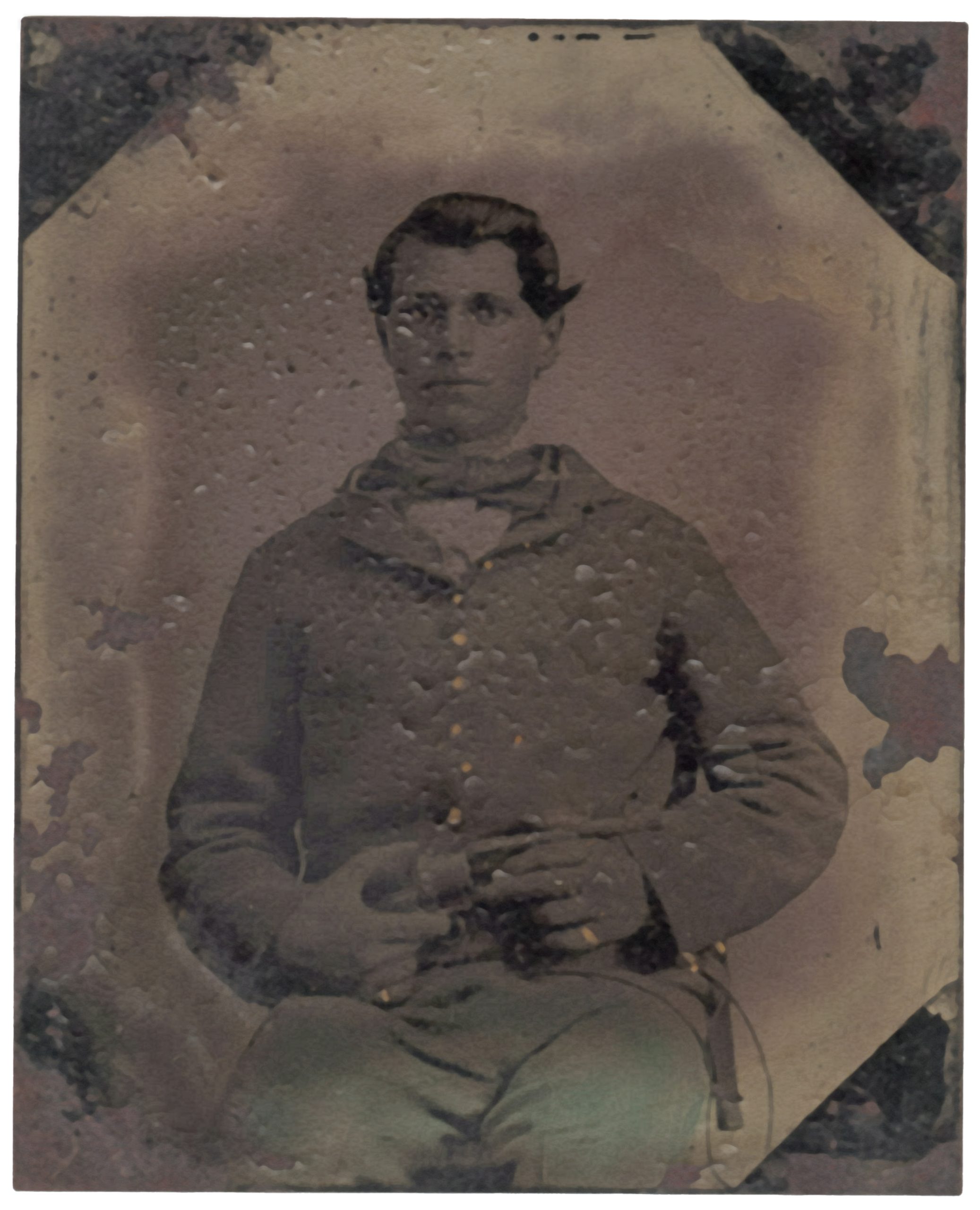 Young Enlisted Soldier with Belgian Copy of the Lefaucheux Model 1854