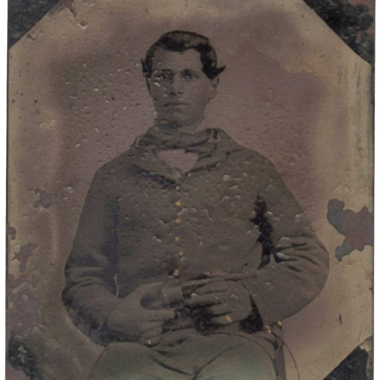 Young Enlisted Soldier with Belgian Copy of the Lefaucheux Model 1854